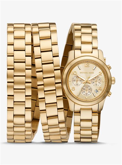 michael kors studded wrap watch|Runway 18K Gold.